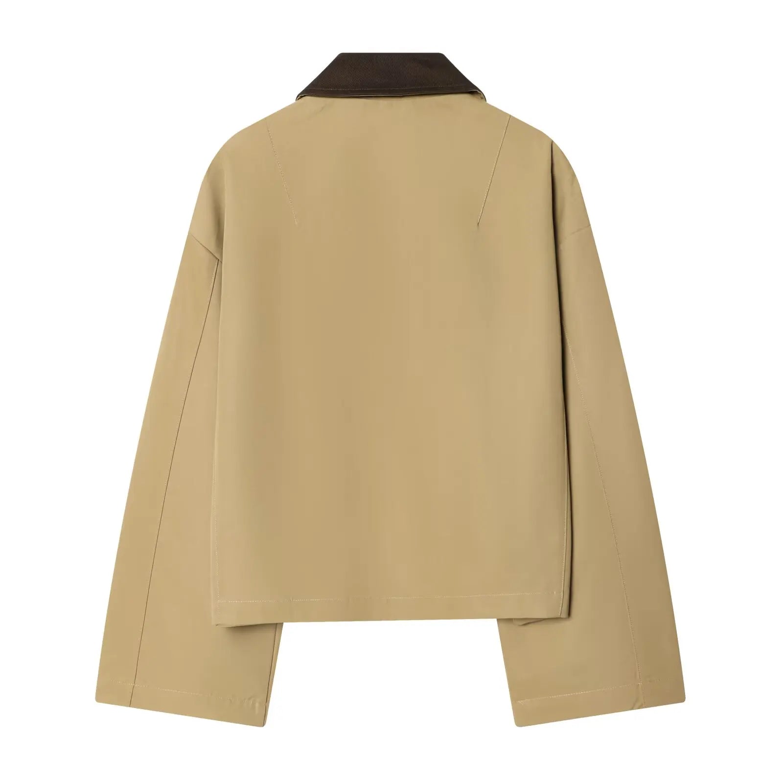 Women's Short Trench Coat with Contrast Collar New Spring Turn Down Collar Long Sleeve Button Women Coats Chic Female Jackets