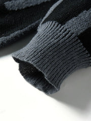 Geometric Knit Contrast Pullover Sweater