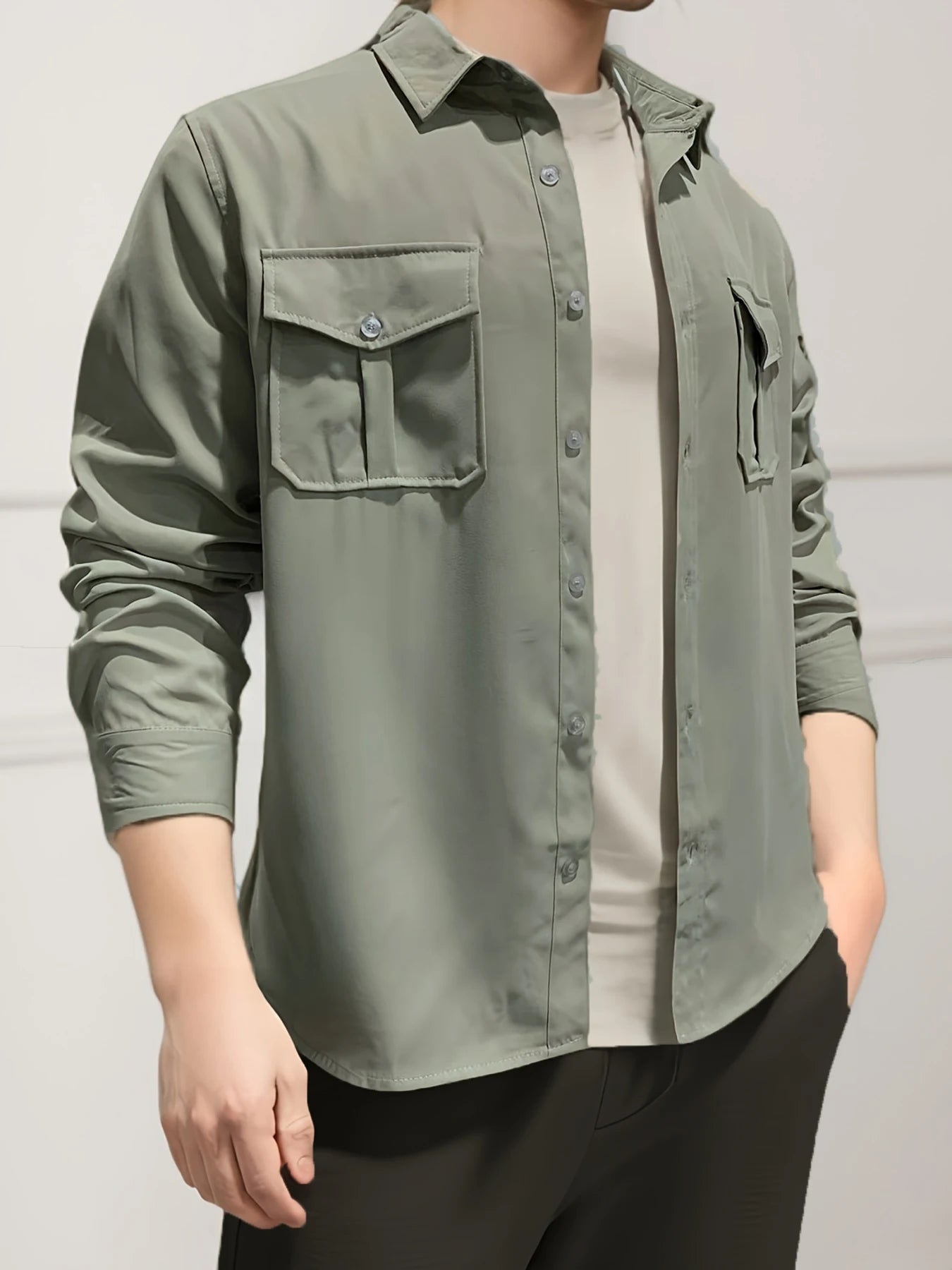 Multi Pocket Workwear Shirt Men