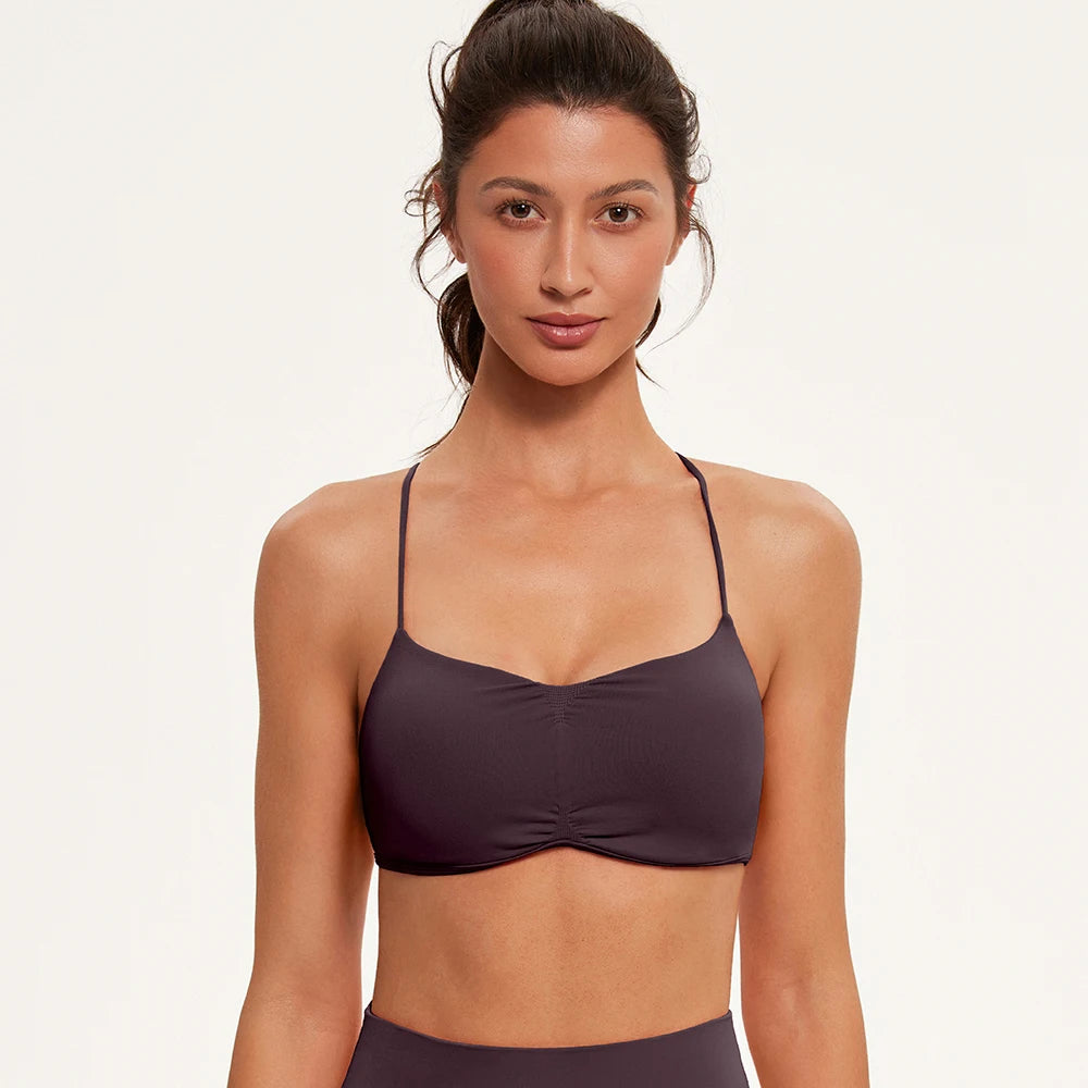 Sports Bras for Women Strappy Bras Open Back Shockproof Quick-Drying Yoga Bra Padded Gym Crop Tops Workout Fitness Bra Women