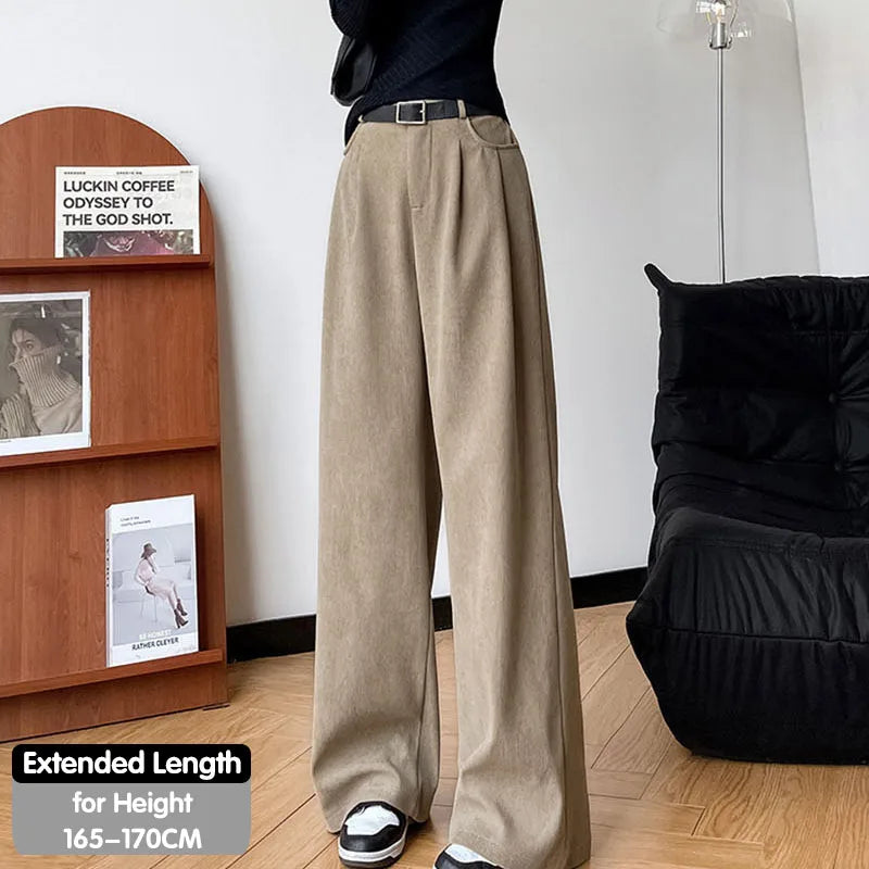 Women's Pants Autumn Winter Corduroy High Waist Wide Leg Pants for Women Casual Trousers Female Straight Pants Women Clothes New