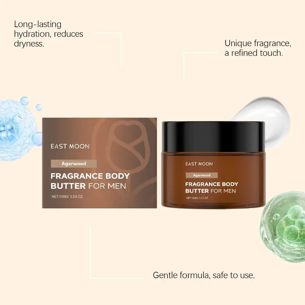 100g Refreshing Men Cologne Scent Body Lotion Agarwood Fragrance Body Butter For Men Gentle Care Dry Skin Deep Nourishing Cream