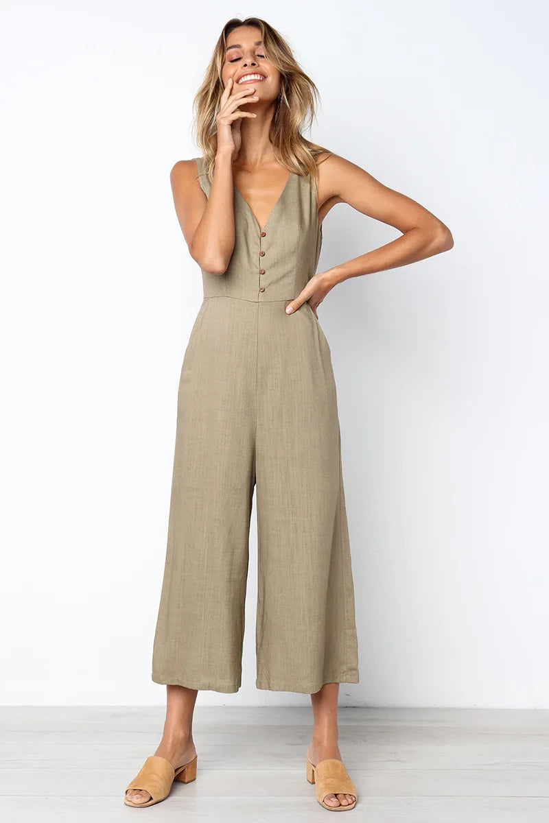 Urban V-Neck Streetwear Jumpsuit