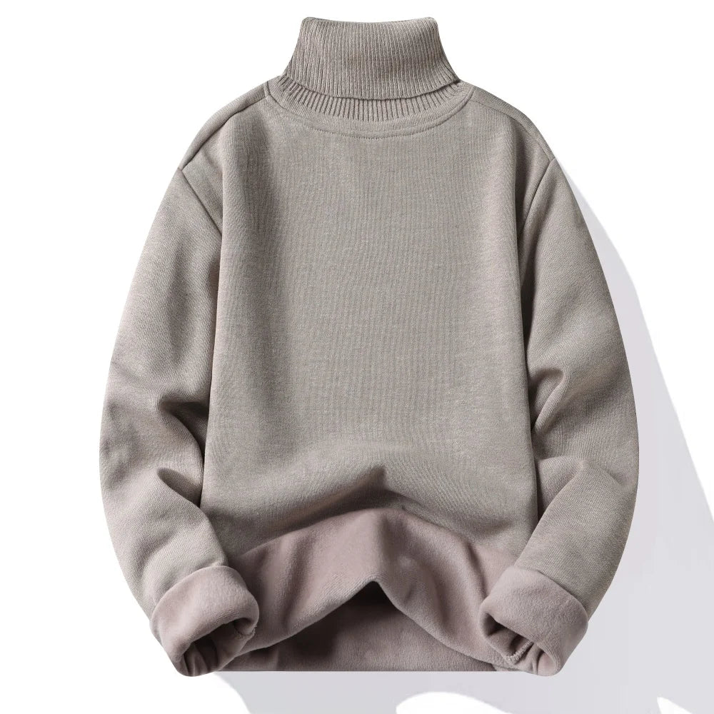 Men’s Thermal Fleece High-Neck Knitted Sweater