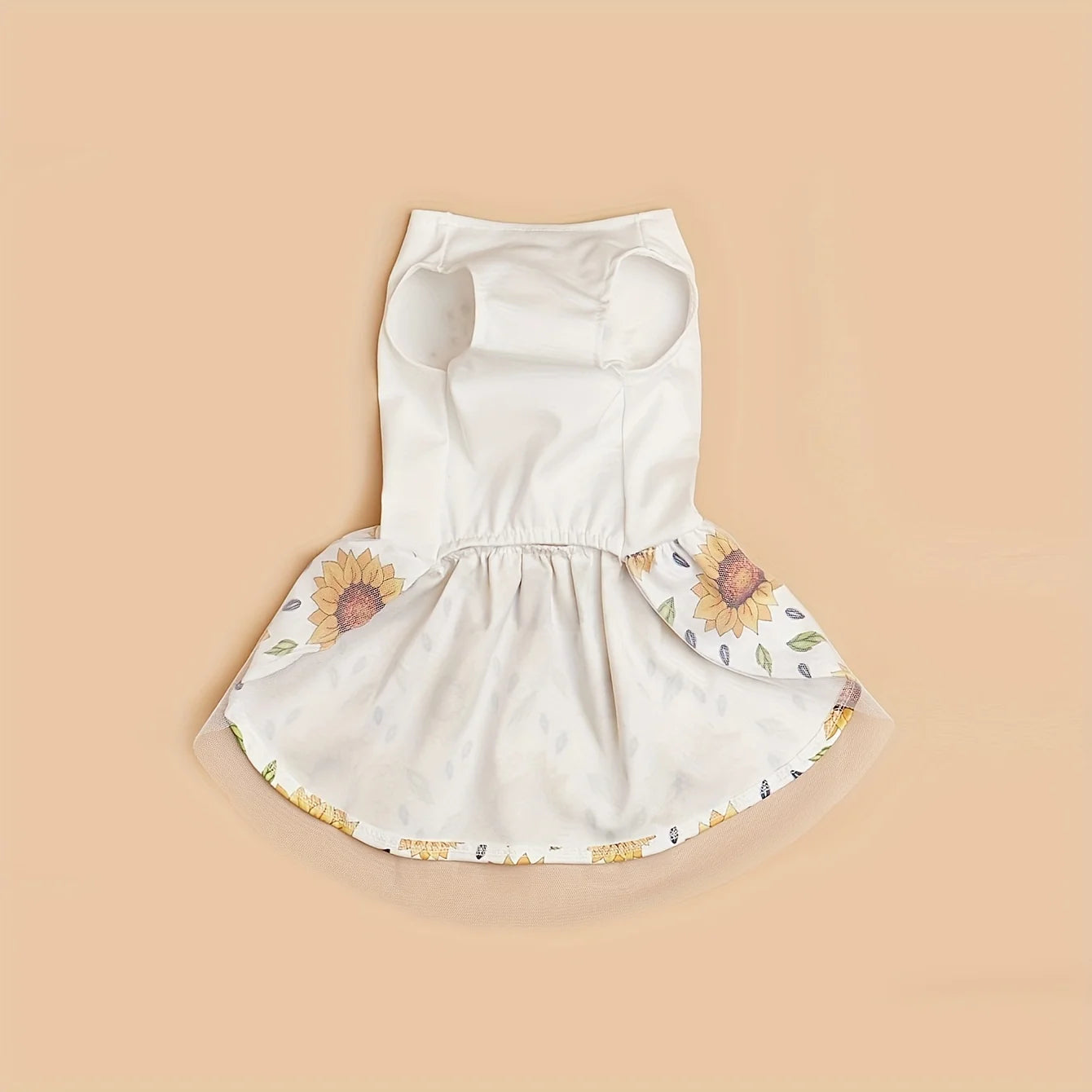 Sunflower Print Puppy Girl Dress