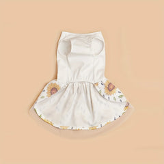 Sunflower Print Puppy Girl Dress