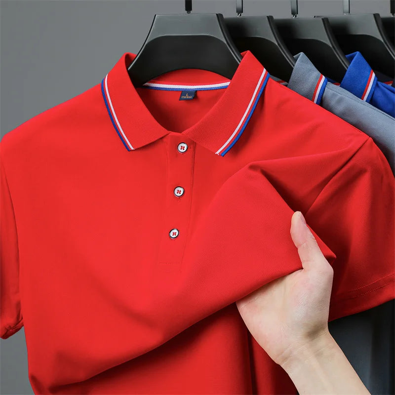 Men's Casual Solid Color Short Sleeve Polo Shirt  Summer Fashionable Comfortable Versatile Top for Men