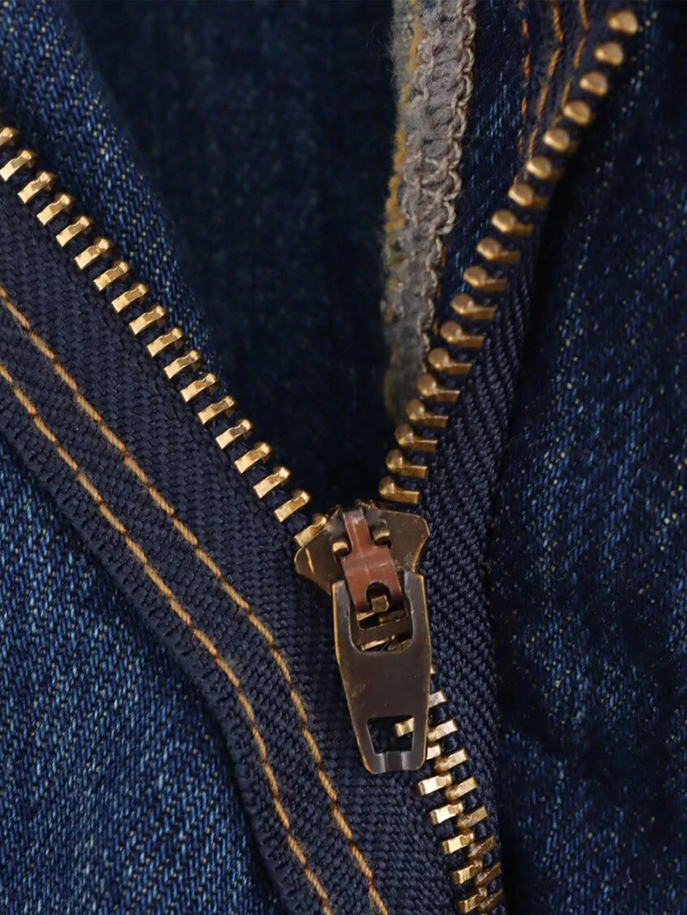 Slanted Placket Retro Wide Jeans