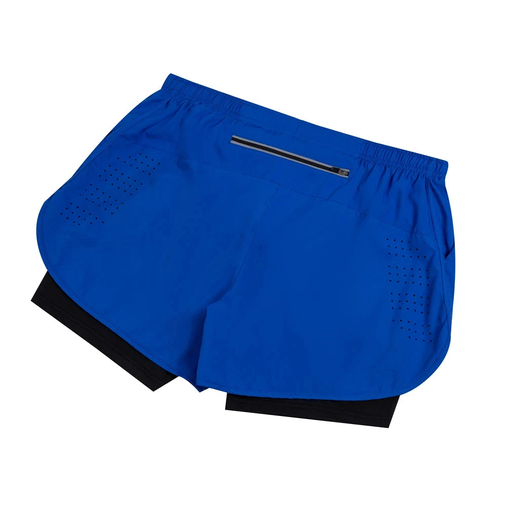 Summer Men's Reflective Running Shorts Fitness Quick Drying Double-Layer Shorts Men's Exercise Training Bodybuilding Shorts
