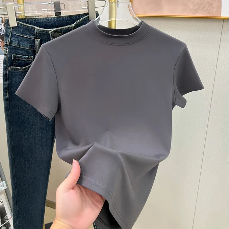 Elegant Half High Neck Tee