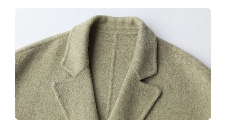 CHIC VEN Women's Woolen Coats Loose Casual Double Breasted Retro Double-sided Jacket Office Lady Outerwear Autumn Winter 2026