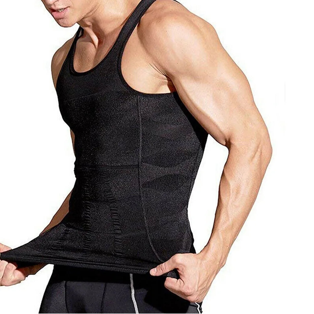 Men's Compression Shirts Tank Tops Undershirts Mens Slimming Body Shaper Vest Sleeveless Abdomen Slim Vest Fitness Workout