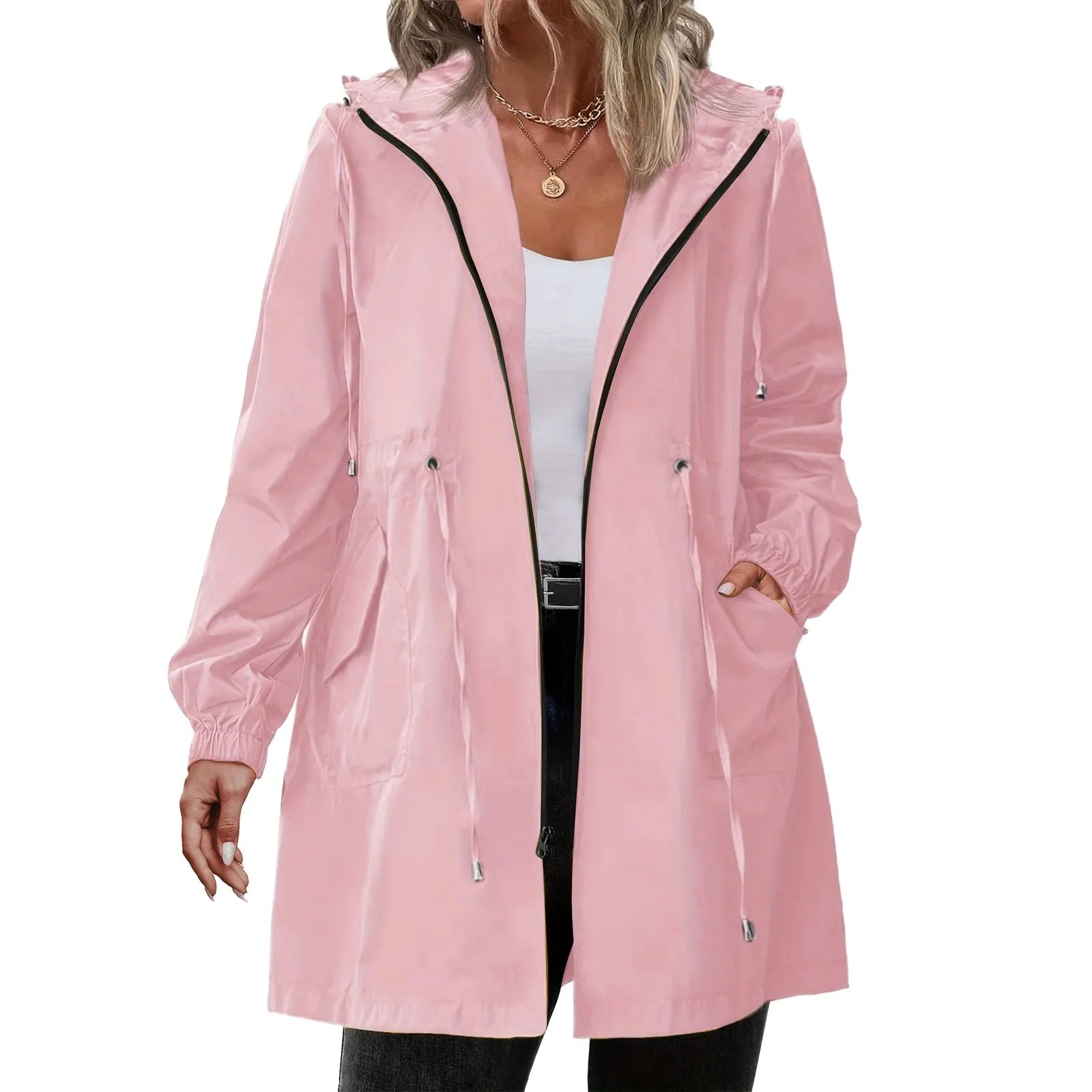 Women Trench Coat New Spring Autumn Jacket Casual Long Sleeve Hooded Mid Long Windbreaker Female Overcoat High-Quality Coats