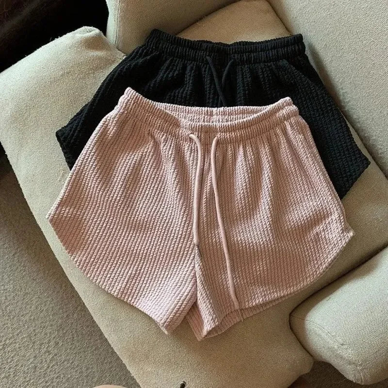 High Waist Drawstring Sweat Shorts
