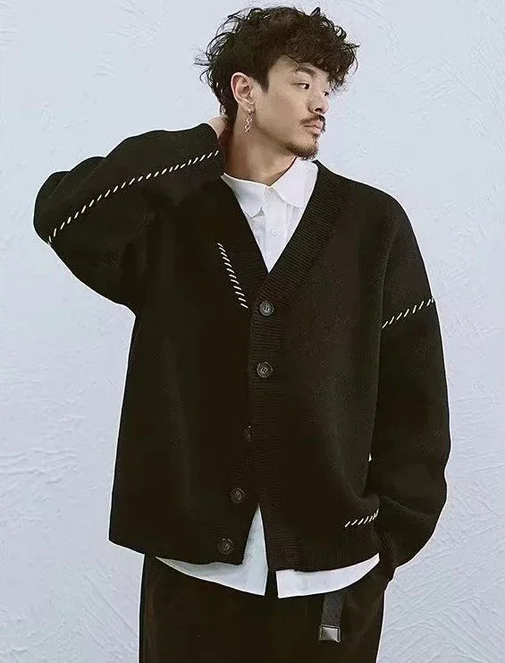 Retro Patchwork Knit Cardigan