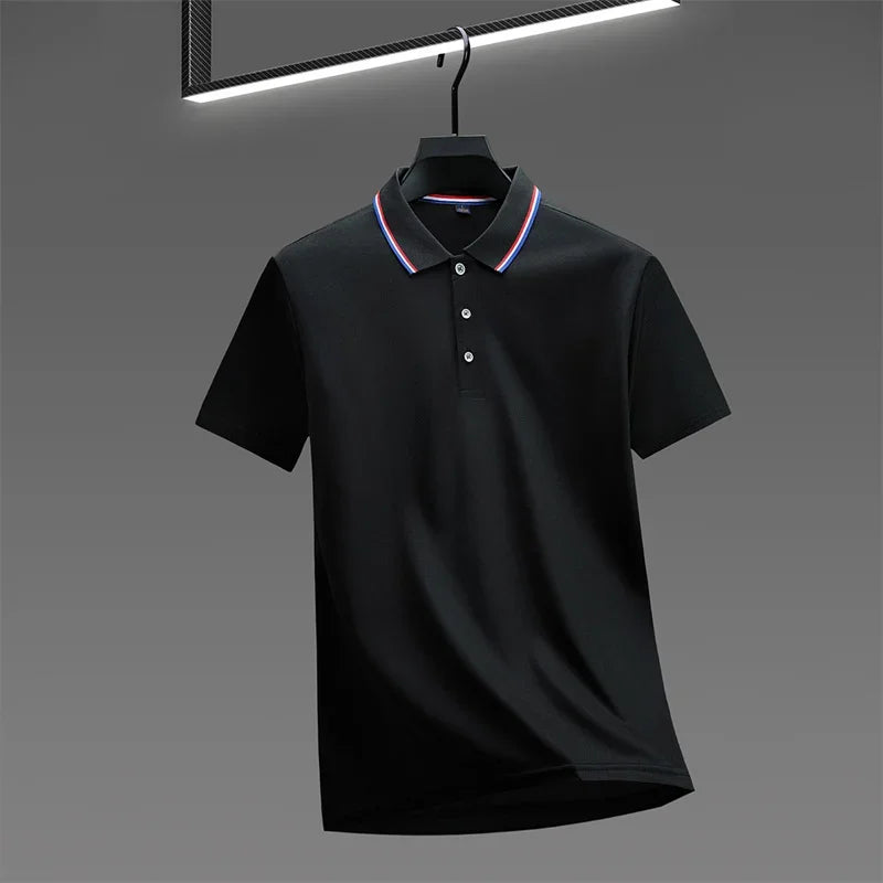 Men's Casual Solid Color Short Sleeve Polo Shirt  Summer Fashionable Comfortable Versatile Top for Men