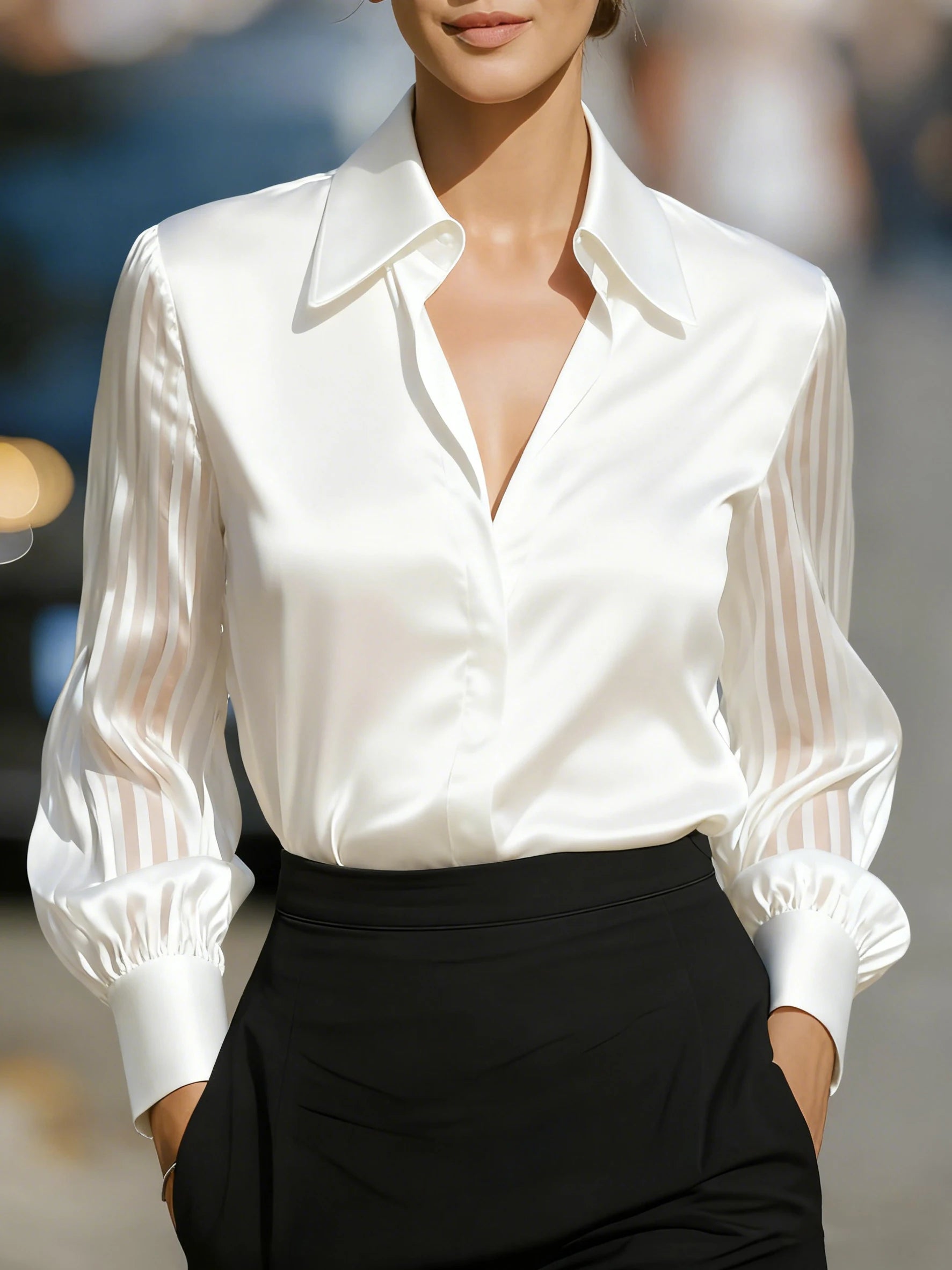 Women Shirt Blouse 2026 Fashion Long Sleeve Turn Down Collar White Black Shirt Blouse Women Tops Blouses Blusas Para Mujer Q6246