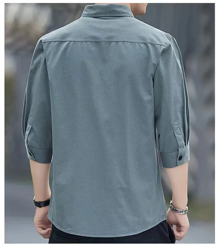 Summer Casual Solid Shirt Men