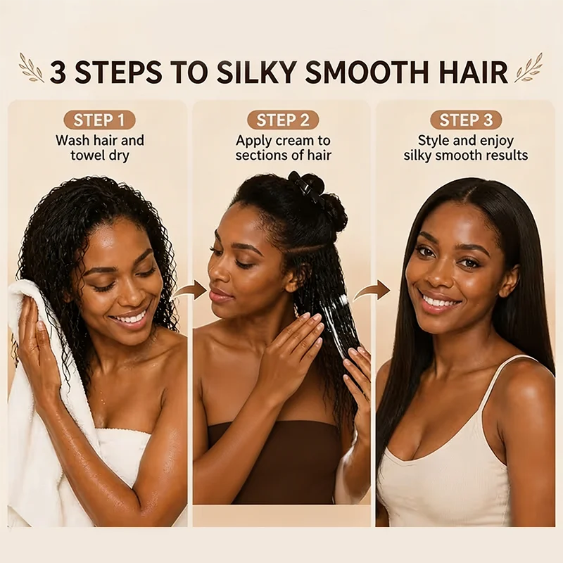 Hair Straightening Cream Smoothing Frizz Control Nourishing Repair Damaged Silky Hair Care Treatment