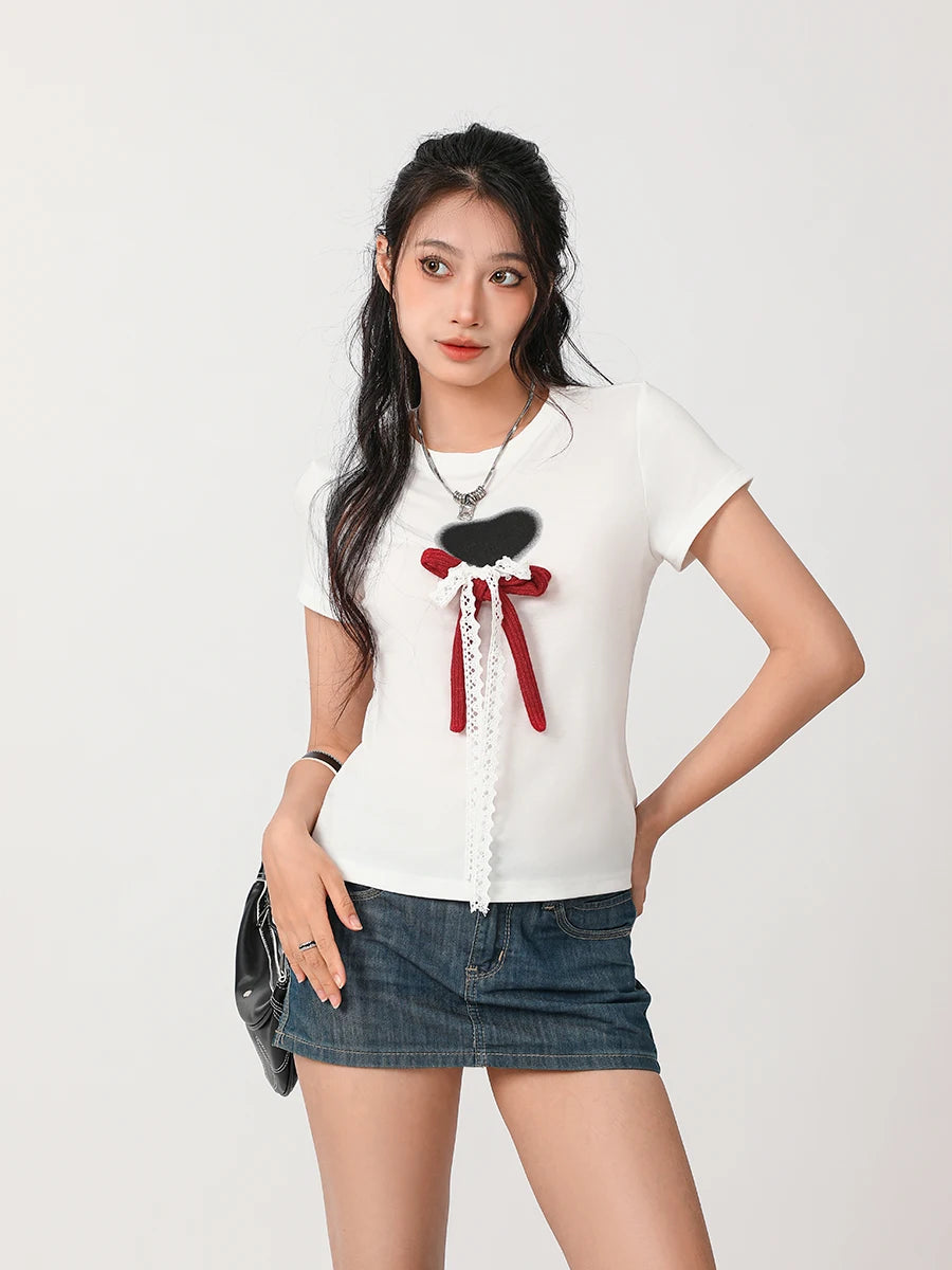 Heart Bow Lace Tee