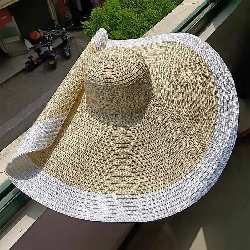 60cm Oversized Foldable Straw Sun Hat