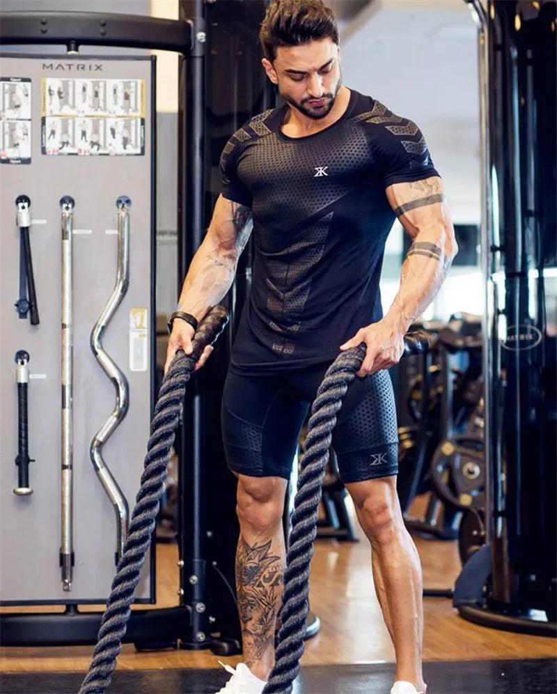 2023 New gym shirt Men Compression T-shirt men Shirts Skinny Tee Shirt Male Gyms Running T-shirt Fitness Sports men's t-shirts