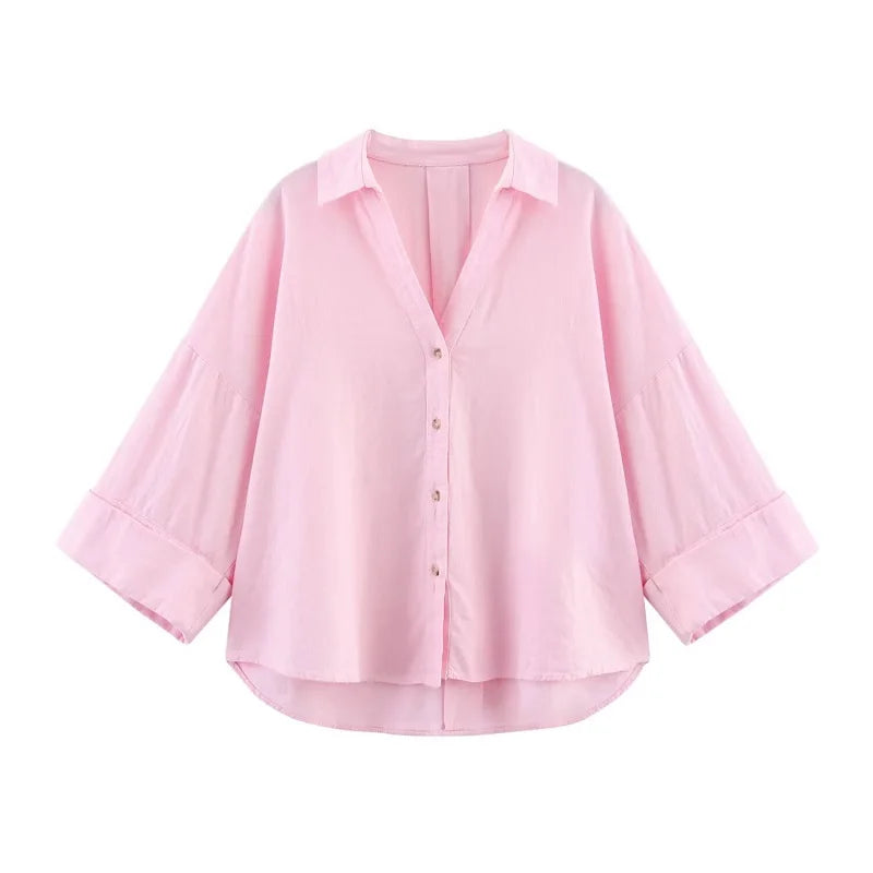 Striped Oversize Summer Shirt Women
