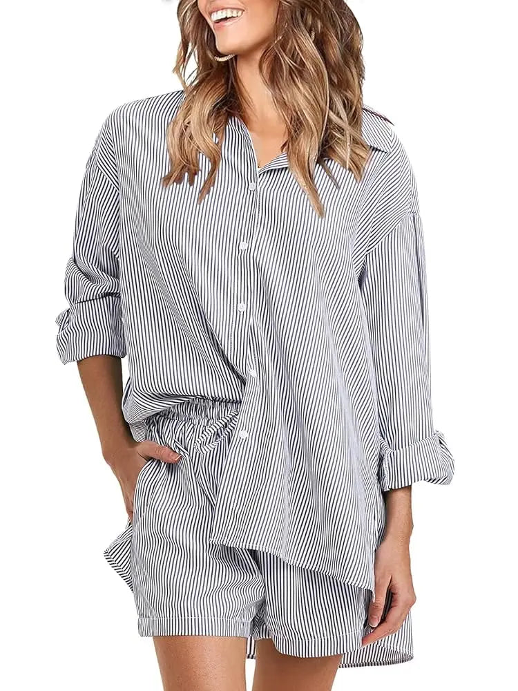 Striped Shirt & Shorts Set