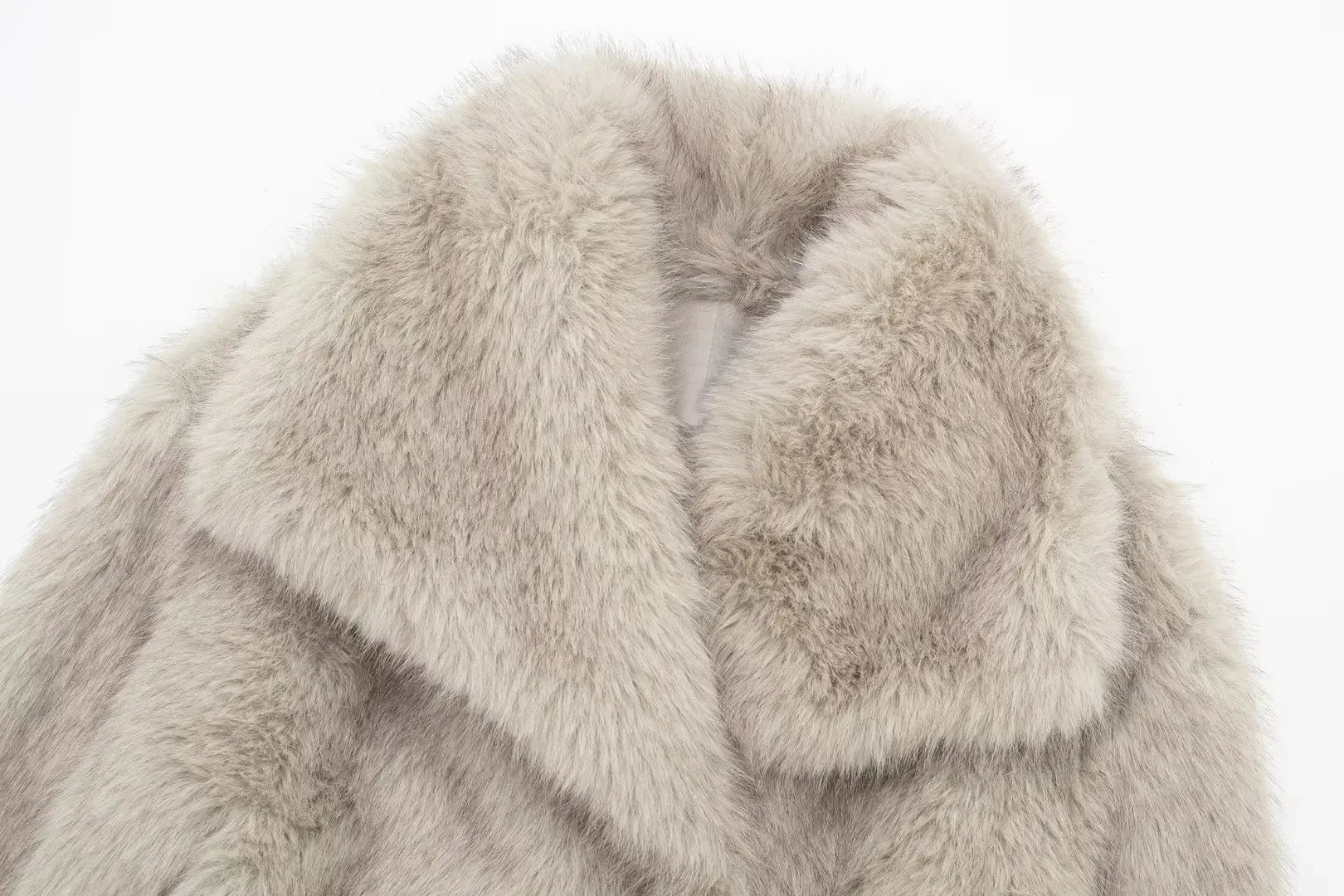 HH 2024 Women 's Vintage Soild Faux Fur Coat Turn-down Collar Long Sleeve Warm Plush Wool Coats Lady Winter Autumn Outwear