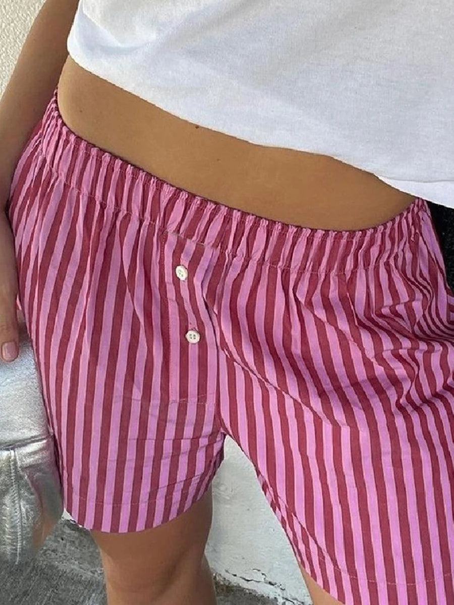 Elastic Waist Solid Summer Shorts