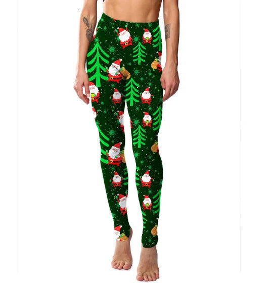 Christmas Leggings  Fashion Milu Deer Printing Festival Ultra Soft Brushed Pants Ankle Length Black Deals