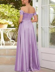 Off Shoulder Satin Bridesmaid Gown