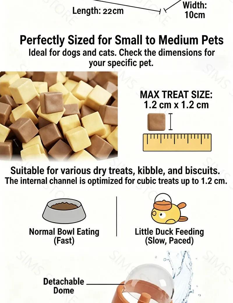 Dog 2-in-1 Interactive Toy Pet Automatic Food Treat Dispenser Cartoon Duck Design Slow Food Pet Snack Feeder for Dog Training