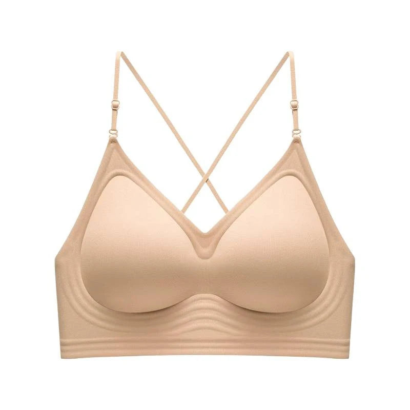 High Elastic Sports Bra 3 Ways Wearing Cross Back Wireless Padded Brassiere Breathable Invisible Yoga Fitness Workout Lingerie