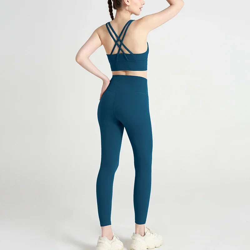 Women's Yoga Set Workout Set 2 Piece High Waist Yoga Leggings Sports Bra Gym Suit Activewear Sports Fitness Set Sports Suit
