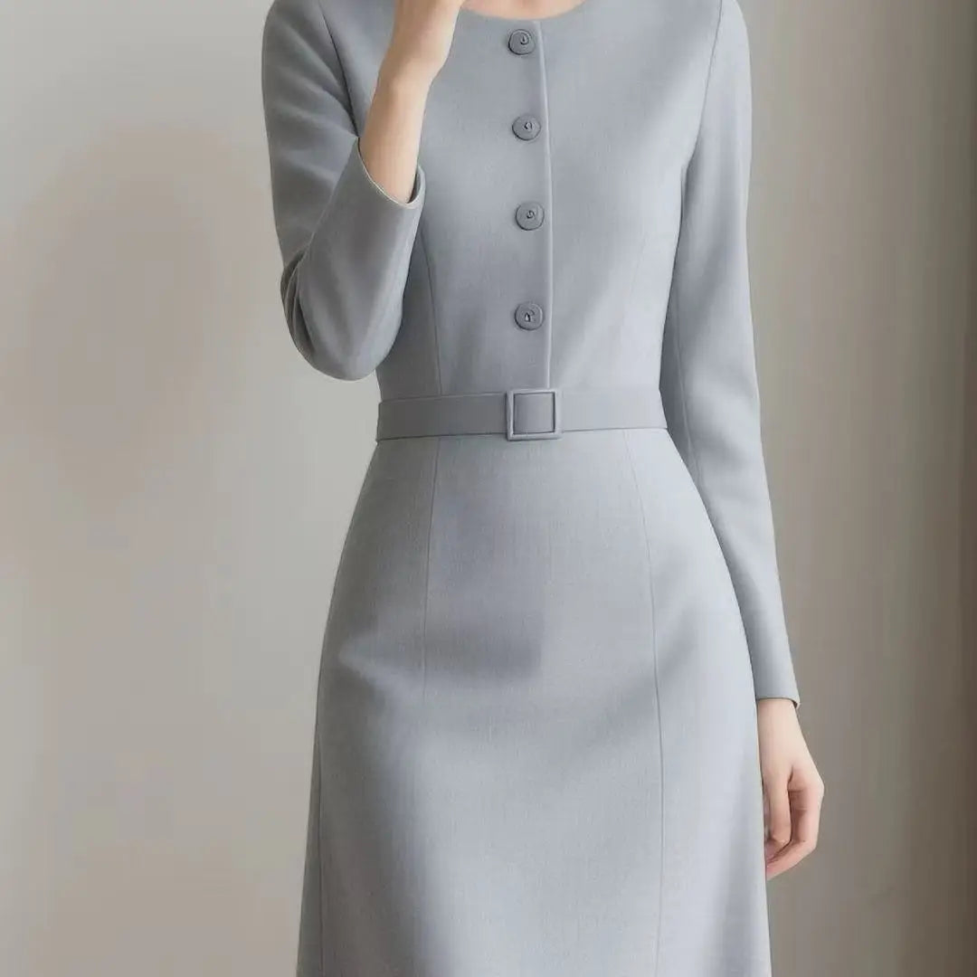 Elegant O-Neck A-Line Midi Dress