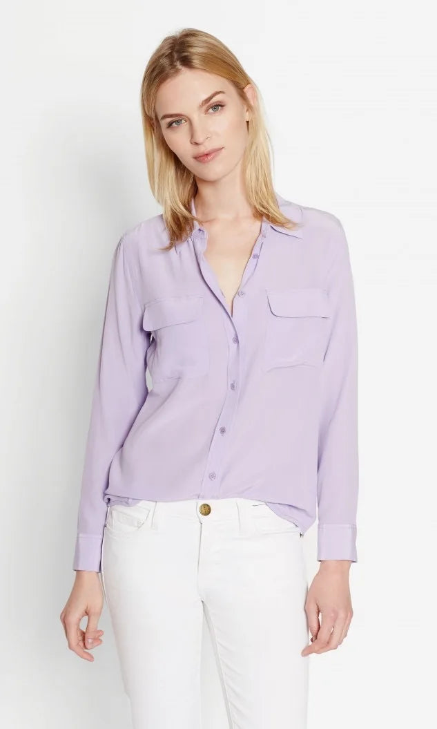 Women Real Silk Shirts Classic Double Pockets Solid Color Casual Fashion Long Sleeve Thin Shirt Blouses Tees