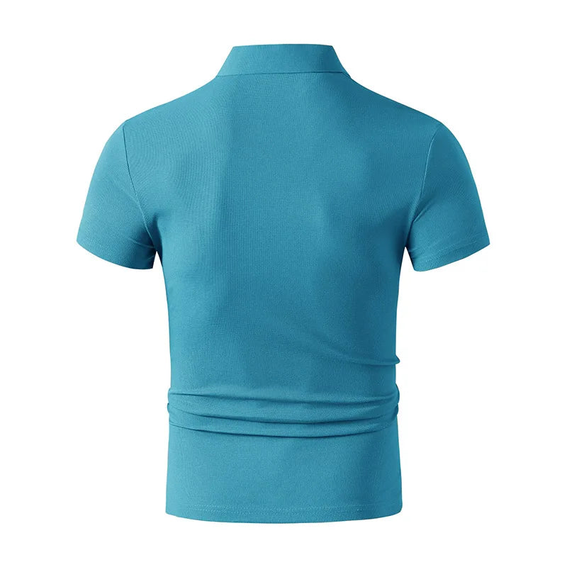 2026 New Men's Casual and Fashionable Simple Collared Short Sleeved Polo Shirt Summer Comfortable Breathable and Versatile Top