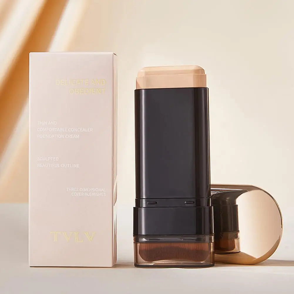 Waterproof Concealer Foundation Stick With Brush - All-in-One Long-Lasting, Oil Control, Brightening Makeup Natural Matte Finish
