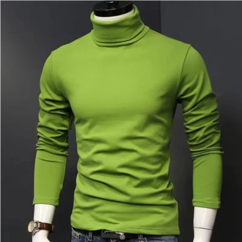 Slim Black Turtleneck Tee Men