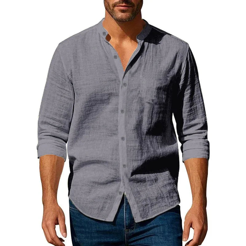 Cotton Linen Beach Shirt Men