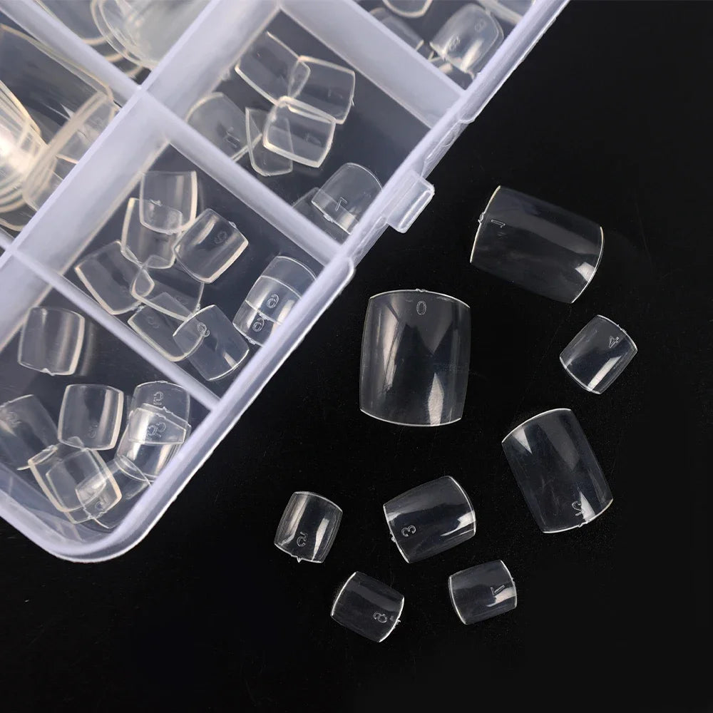 False Toes Nails French Square Nature White Clear Fake Toe Nails Feet Nail Tips Artificial Press on Toenails for Women Makeup