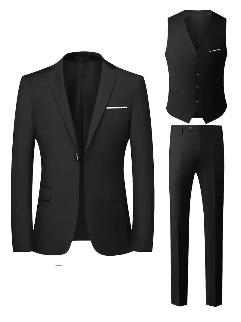 Modern Straight Fit Three Piece Suit