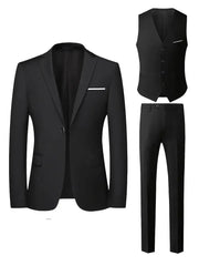 Modern Straight Fit Three Piece Suit
