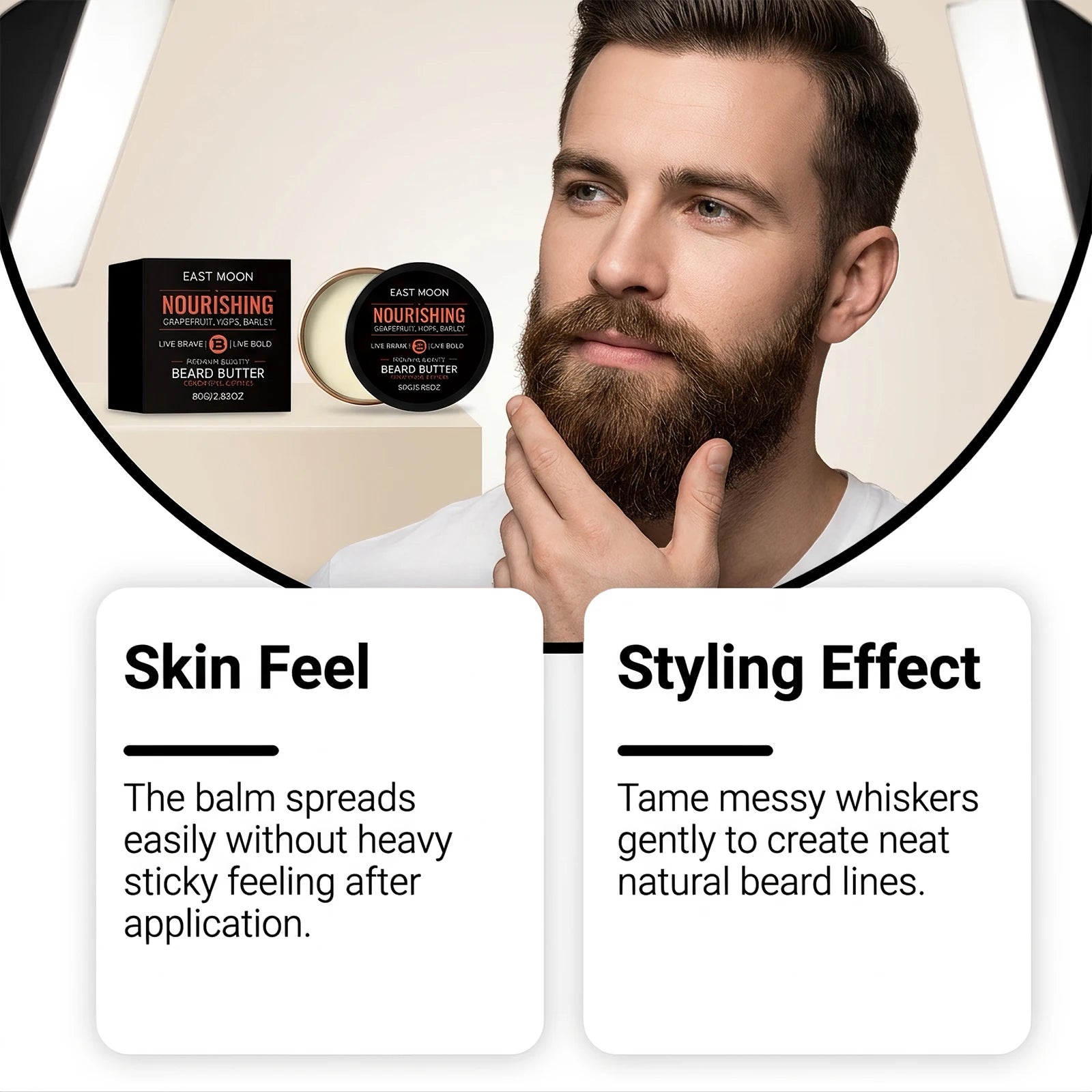 Beard care cream is gentle, smooth, refreshing, fragrant, caring for rough and hard whiskers, soft and sticky, easy to spread cr