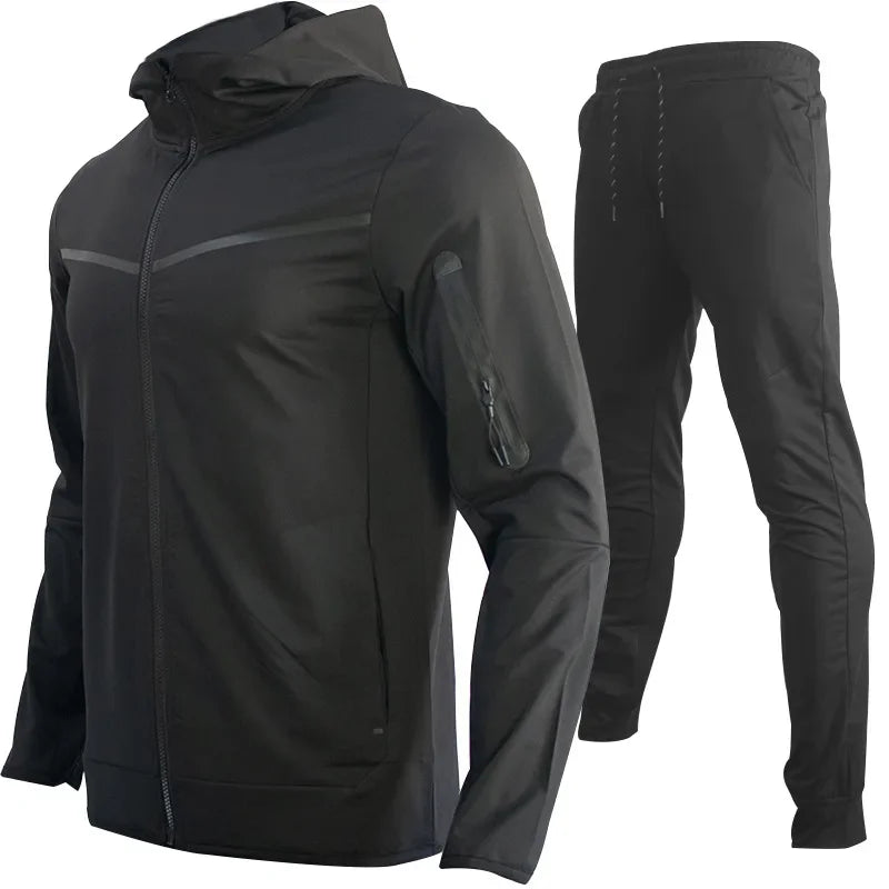 Luxury Brand Men Tracksuits 2-piece Set Black Sports Suit Tracksuits Jogging Men's Clothing Sweatpants Zip Sweatshirts Techwear