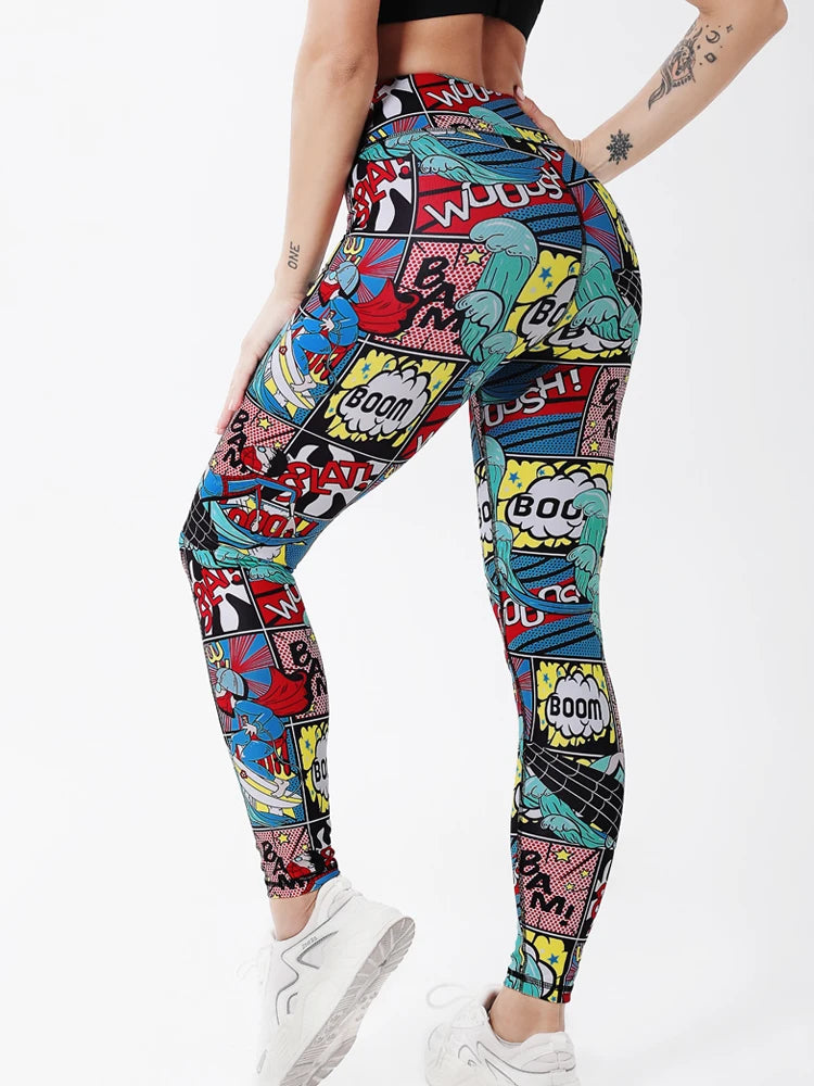 High Waist Leggings Push Up Game BOOM Cartoon Print Leggins Sport Women Running Gym Pants Energy Leggings Girl Leggins