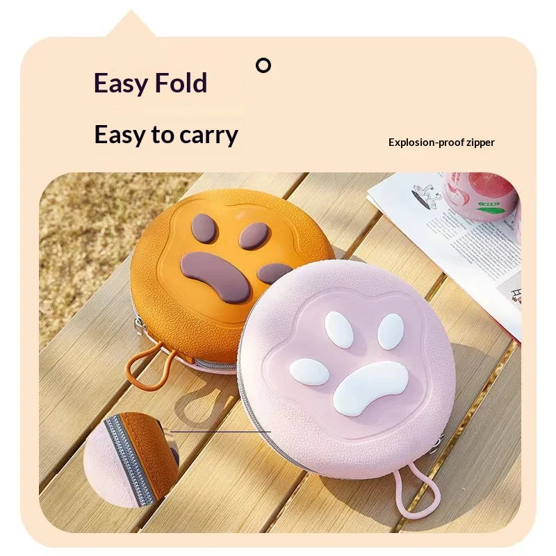 Pet silicone folding bowl dual-purpose water and food feeding bowl outdoor portable folding storage cat pet bowl  Pet supplies