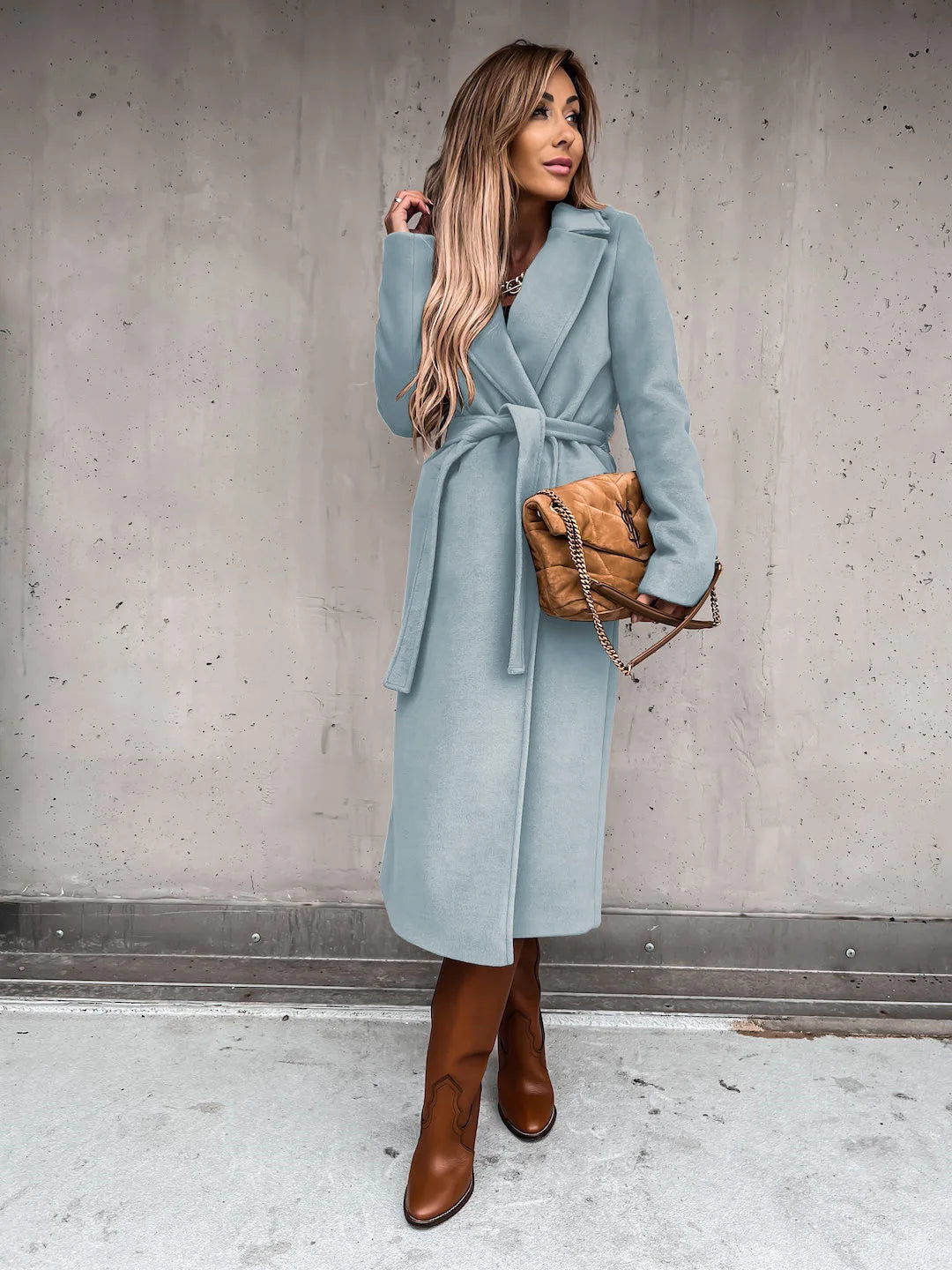 European and American Autumn and Winter Coats for Women's Clothing Solid Color Lapel Long Sleeved Woolen Women's Coats Simple St