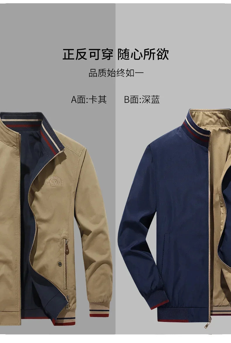 Reversible Slim Stand Collar Jacket